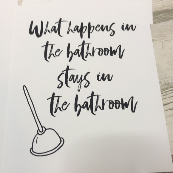 4 Funny Bathroom Signs Poop Flush Cardstock 8 x 11 - Picture 2 of 7